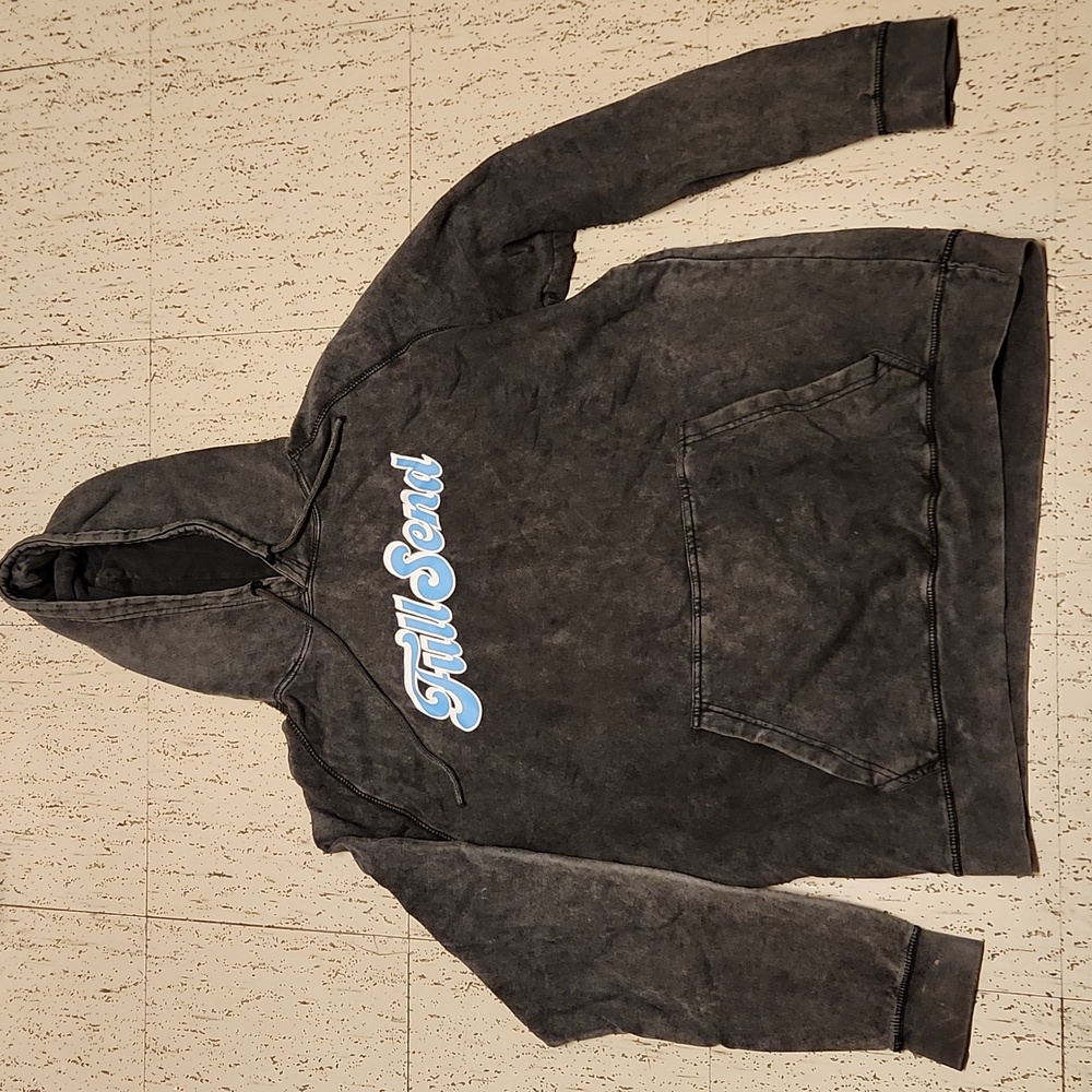 Full Send Gray Smoke Retro Spellout Pullover Hoodie Sweater
